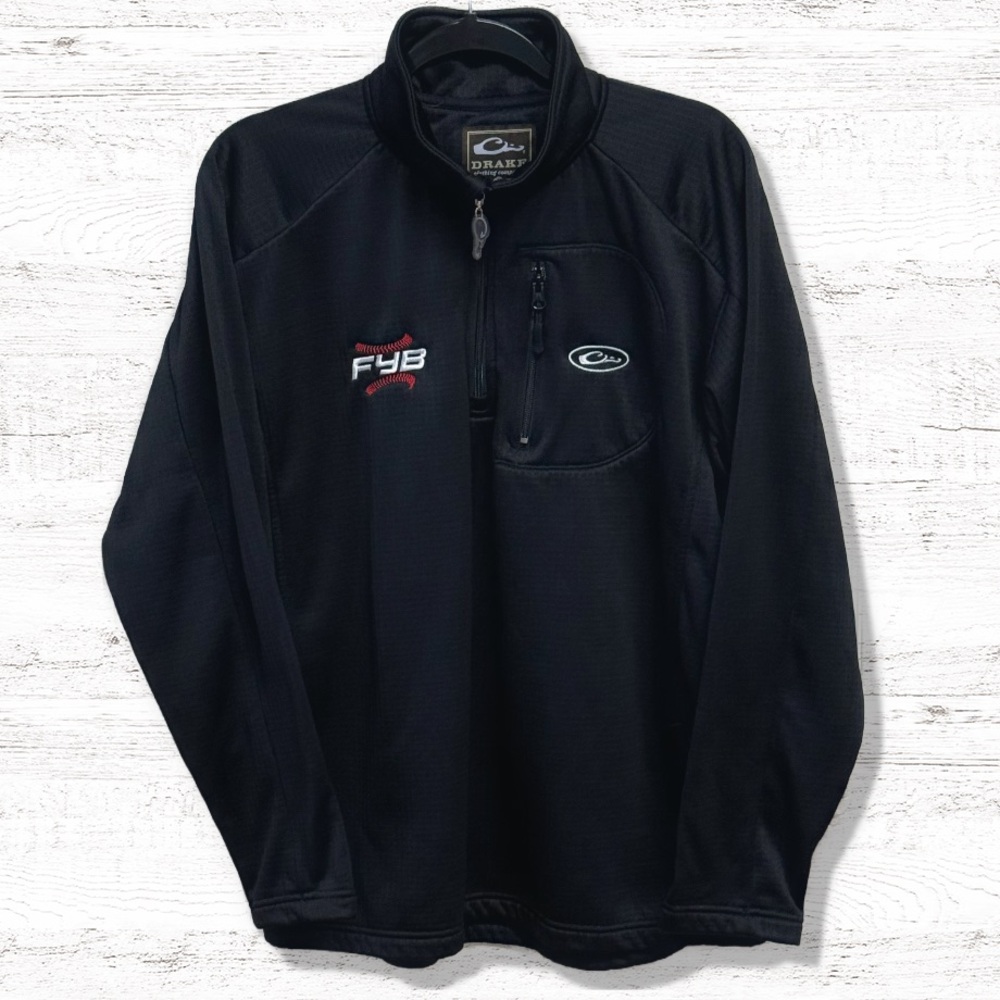 Drake Men’s Baseball 1/4 Zip Tech Black Pullover Size Large